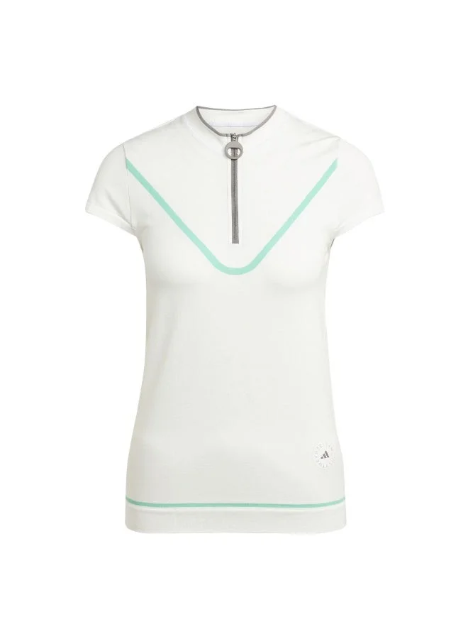 اديداس قميص بولو جولف أبيض نسائي بأكمام قصيرة